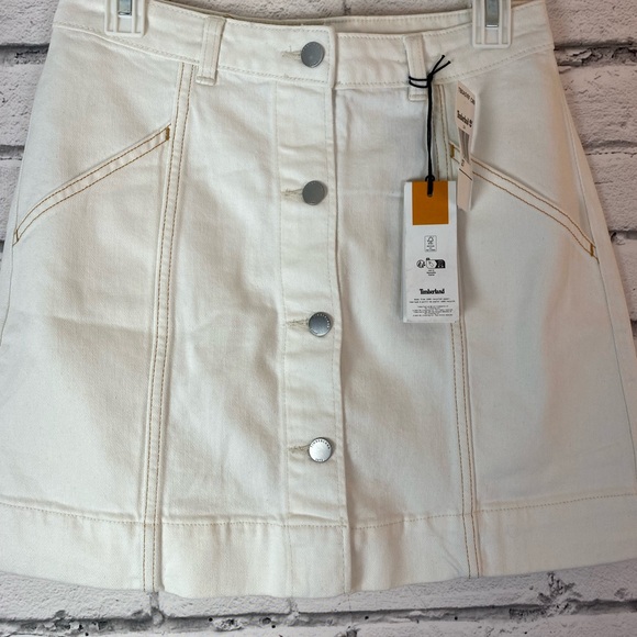 Timberland Refibra Button Front Cream Denim Skirt size 27/US 4 Y2K Skirt NWT - Picture 3 of 9